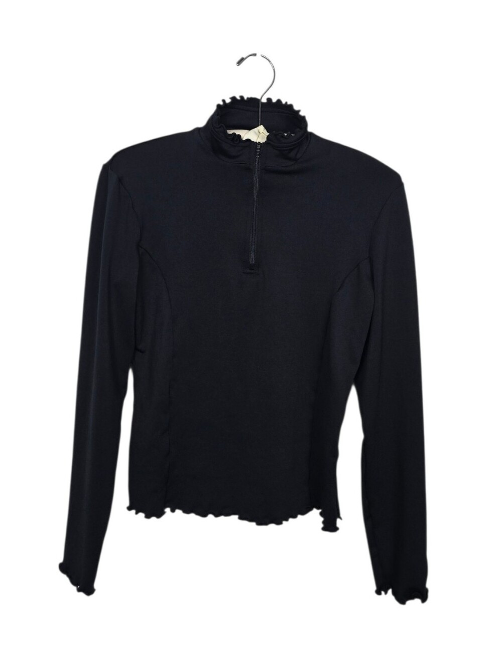 Hot Chillys Salsa Ruffled Quarter Zip Base Layer Long Sleeve Top Black Medium